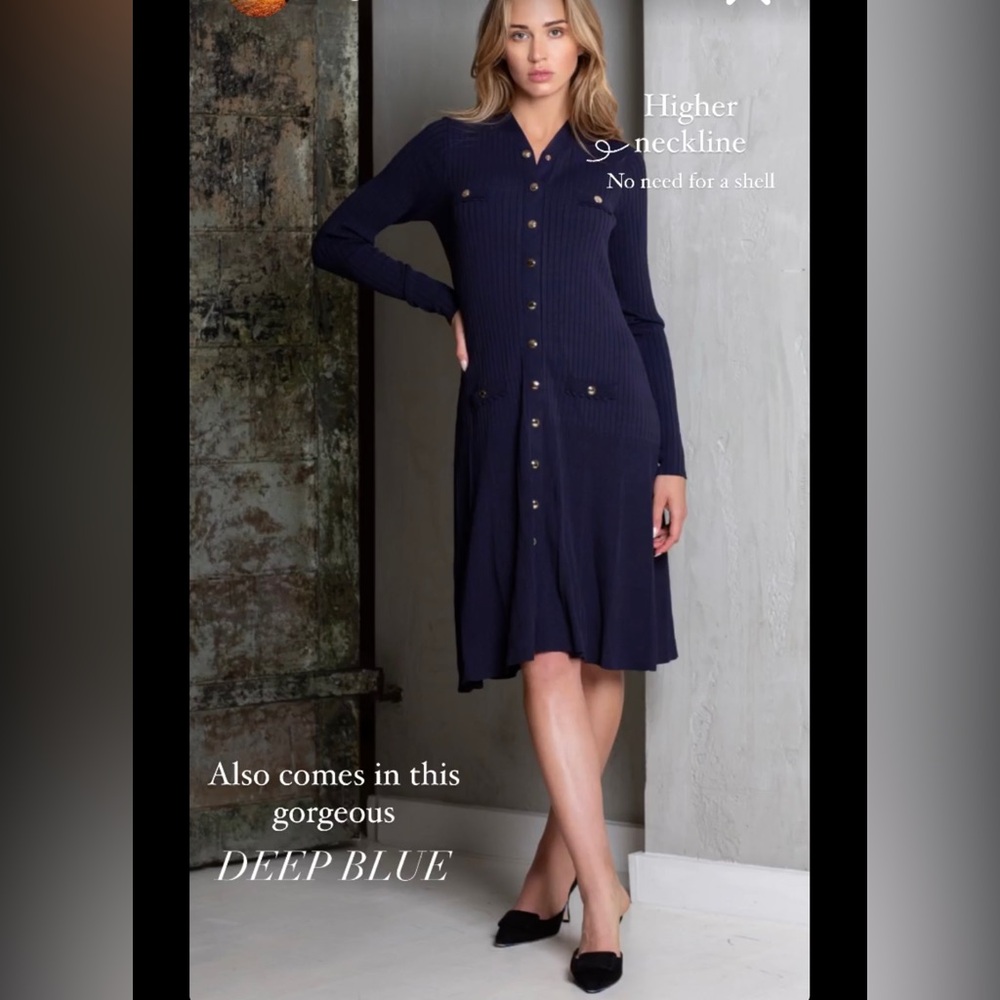 Mun engineer midi dress in navy